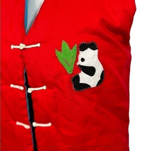 Vintage Chinese Quilted Applique Patchwork 3D Scorpion Frog Panda Vest - Picture 4 of 15